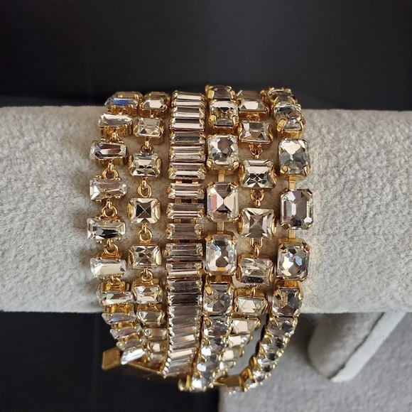 Kate Spade Glittering Vegas Jewels 6 Strand Bracelet Gold Plated Locking Clasp - Picture 4 of 7